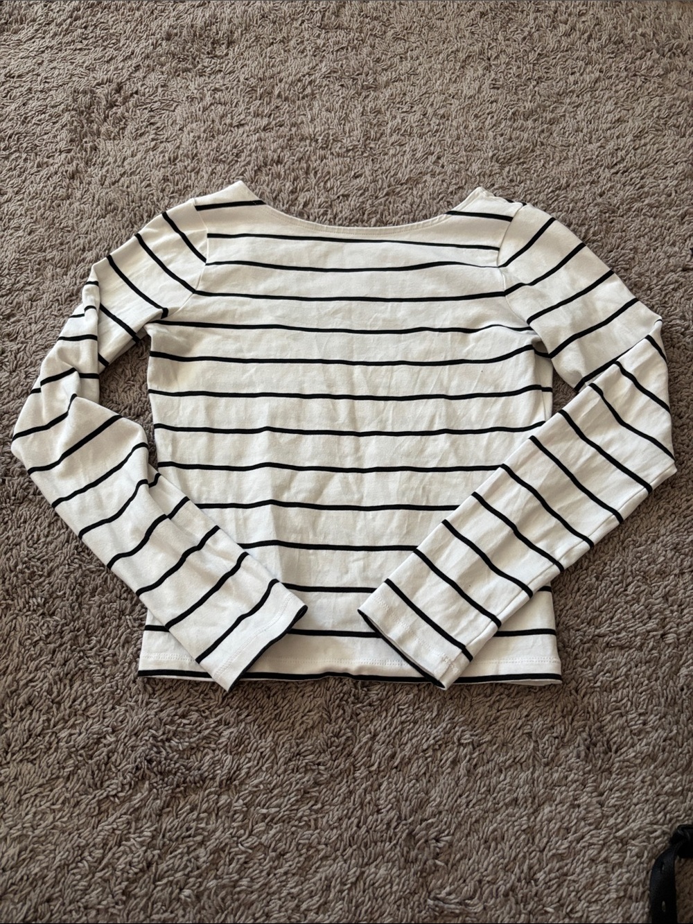 Madewell Women’s Black and White Striped Long-Sleeve Top